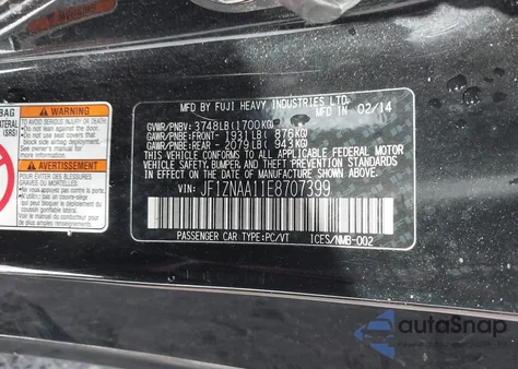 2014 Scion Fr-S Monogram из США, поврежденный, VIN JF1ZNAA11E8707399